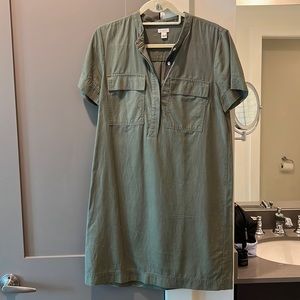 JCREW Green Shirt Dress, Size 8